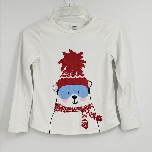 LANDS END girl 10 white fleece pullover - Picture 1 of 4